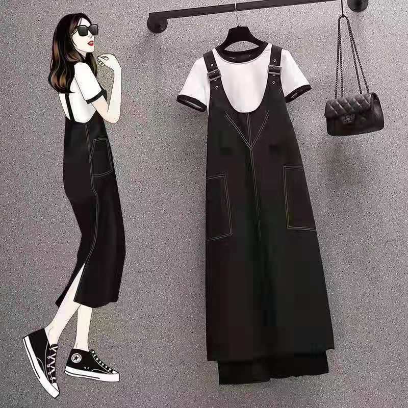 品牌折扣店商場專櫃撤櫃女裝尾貨清倉夏季遮肉背帶連衣裙兩件套女-細節圖2