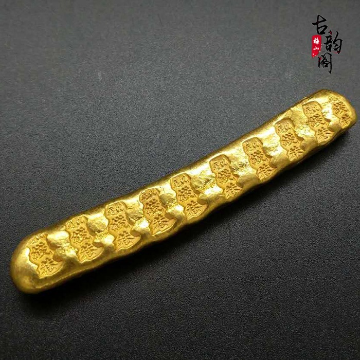 古玩收藏仿古實心純銅金條小黃魚古代金錠小金元寶金磚古金錠鎏金-細節圖6