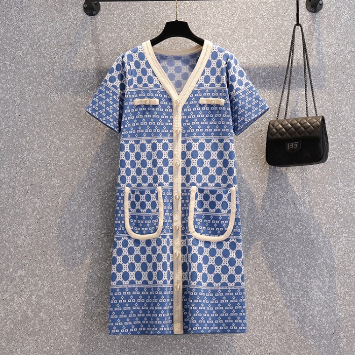 品牌折扣店商場專櫃撤櫃女裝尾貨清倉夏裝遮肚氣質寬松短袖連衣裙-細節圖3