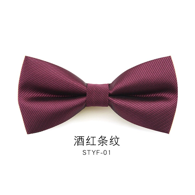 酒紅色新郎領結男英倫正裝伴郎團結婚領結韓版條紋黑色蝴蝶結婚禮-細節圖9