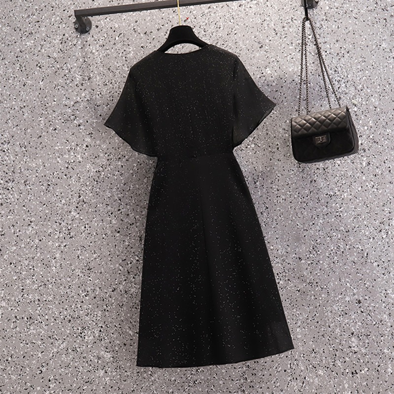 品牌折扣店商場專櫃撤櫃女裝尾貨清倉夏裝赫本風拼接短袖連衣裙女-細節圖3