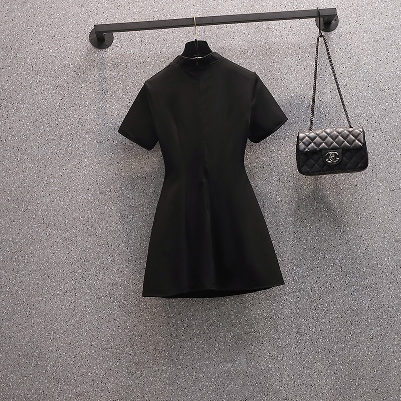 品牌折扣店商場專櫃撤櫃女裝尾貨清倉夏裝遮肉復古短袖旗袍連衣裙-細節圖2