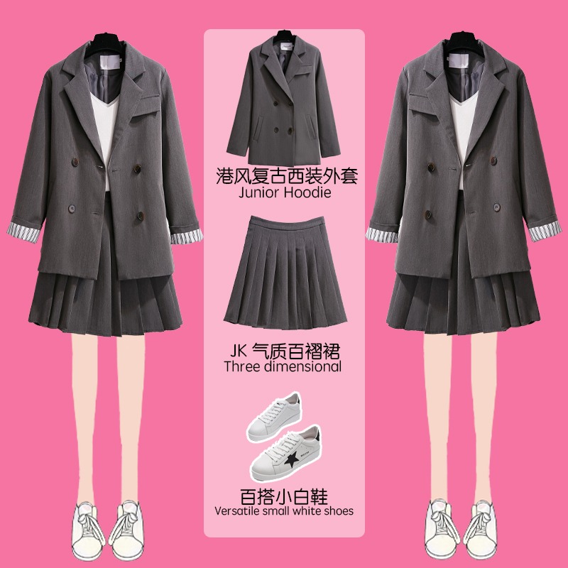 品牌折扣店商場專櫃撤櫃女裝尾貨清倉秋冬網紅英倫風西裝外套套裝-細節圖4