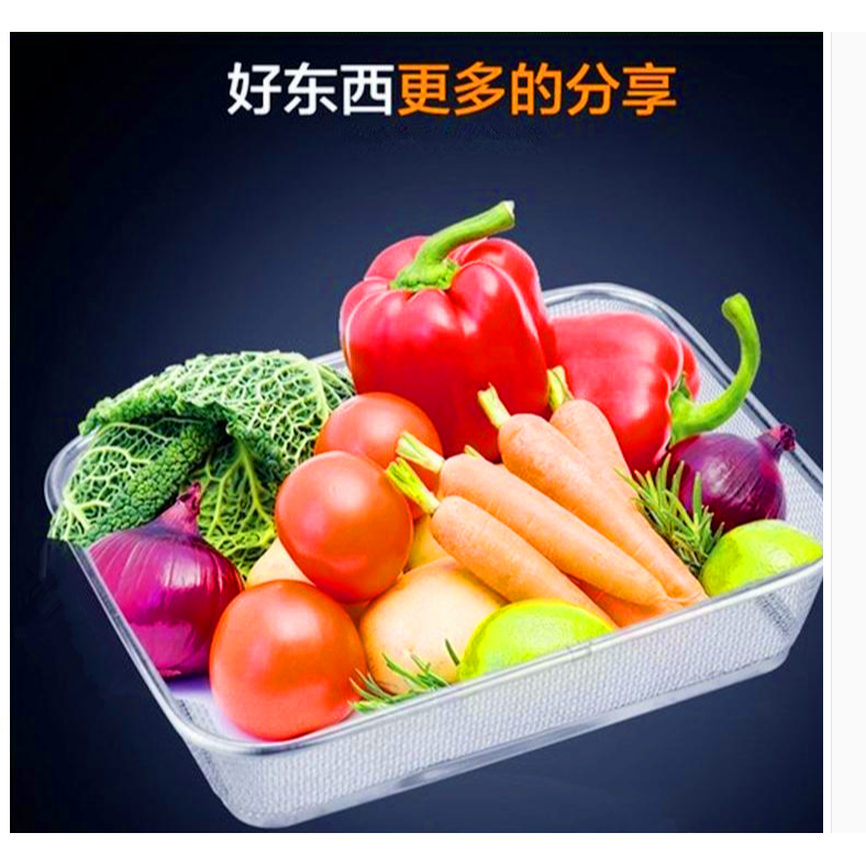 不銹鋼長方形網籃 加粗鋼絲網篩 洗菜籃水果籃 碗筷瀝水籃-細節圖6