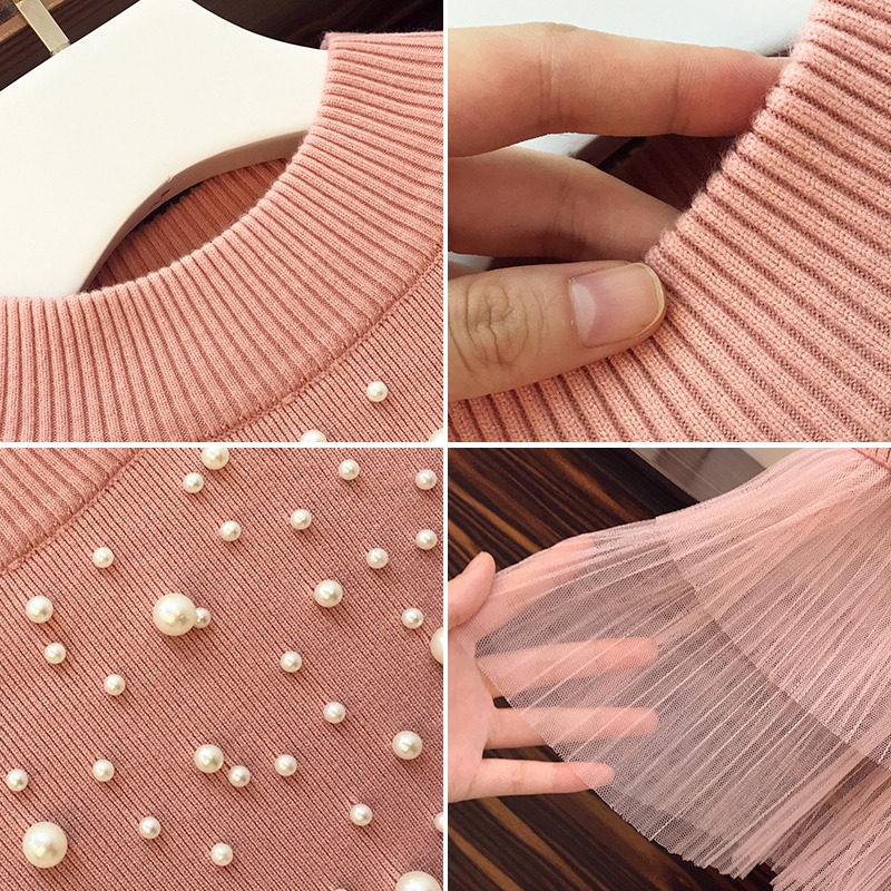 品牌折扣店商場專櫃撤櫃女裝尾貨清倉秋冬遮肚釘珠長袖連衣裙子女-細節圖4