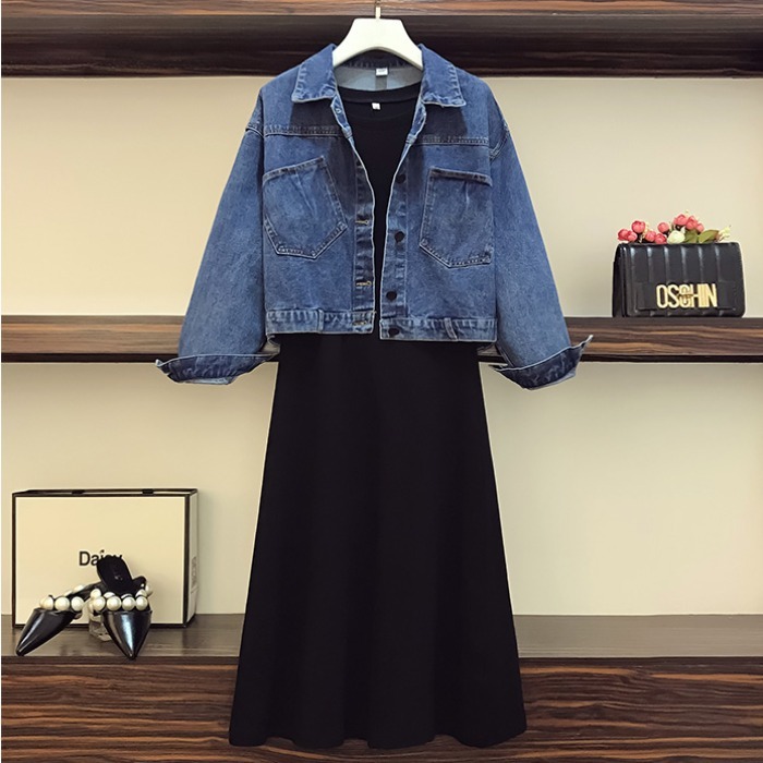 品牌折扣店商場專櫃撤櫃女裝尾貨清倉早春遮肉減齡長袖連衣裙套裝-細節圖2