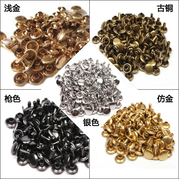 銅質雙面撞釘 鍍k金鉚釘圓形蘑菇釘diy皮具包包皮革配件子母扣-細節圖2