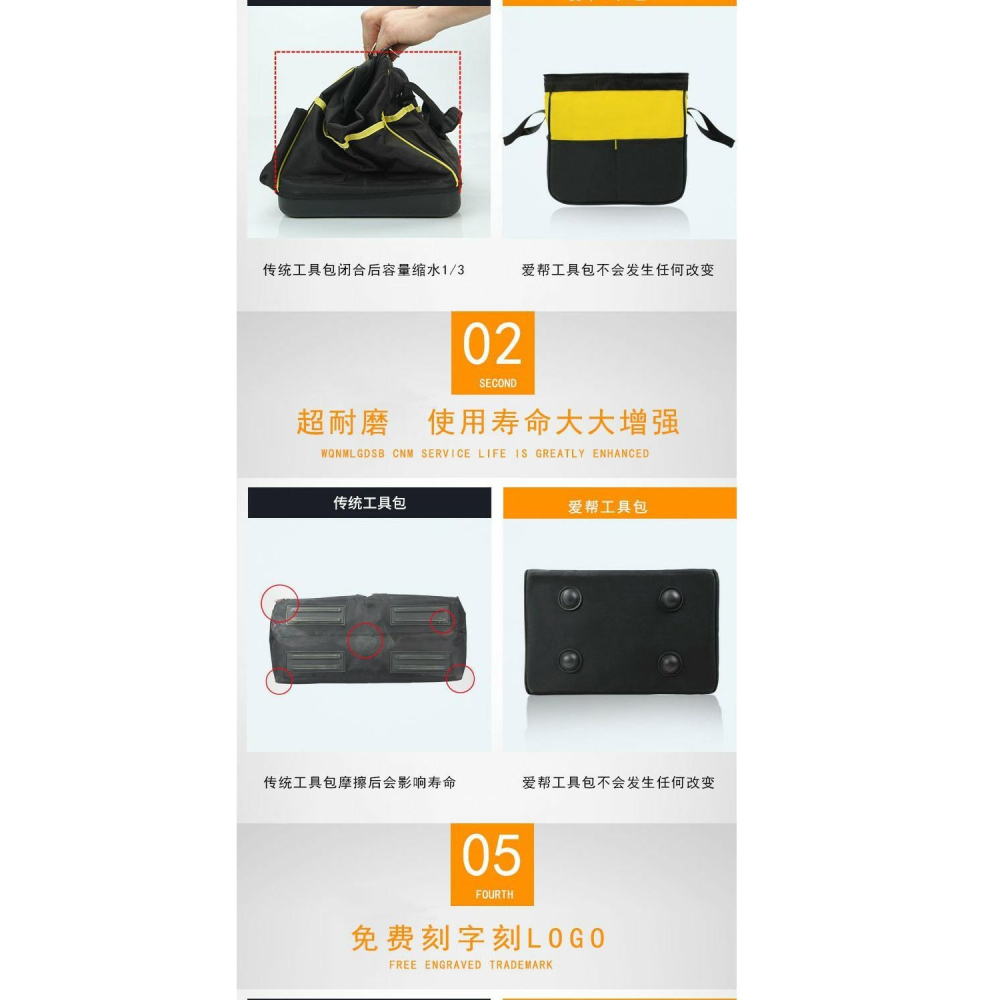 鉆帆布工具包多功能工具箱包維修空調安裝電工隨身五金收納袋專用-細節圖8