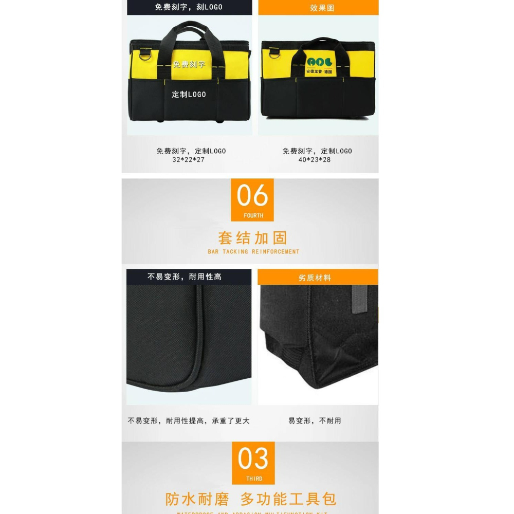 鉆帆布工具包多功能工具箱包維修空調安裝電工隨身五金收納袋專用-細節圖9