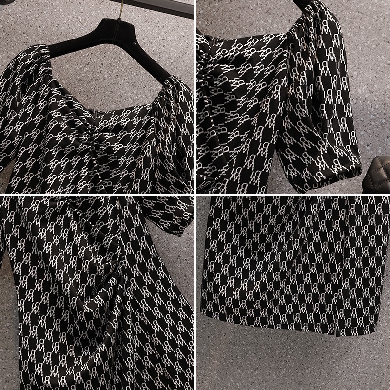 品牌折扣店商場專櫃撤櫃女裝尾貨清倉夏季赫本風短袖黑色連衣裙女-細節圖4