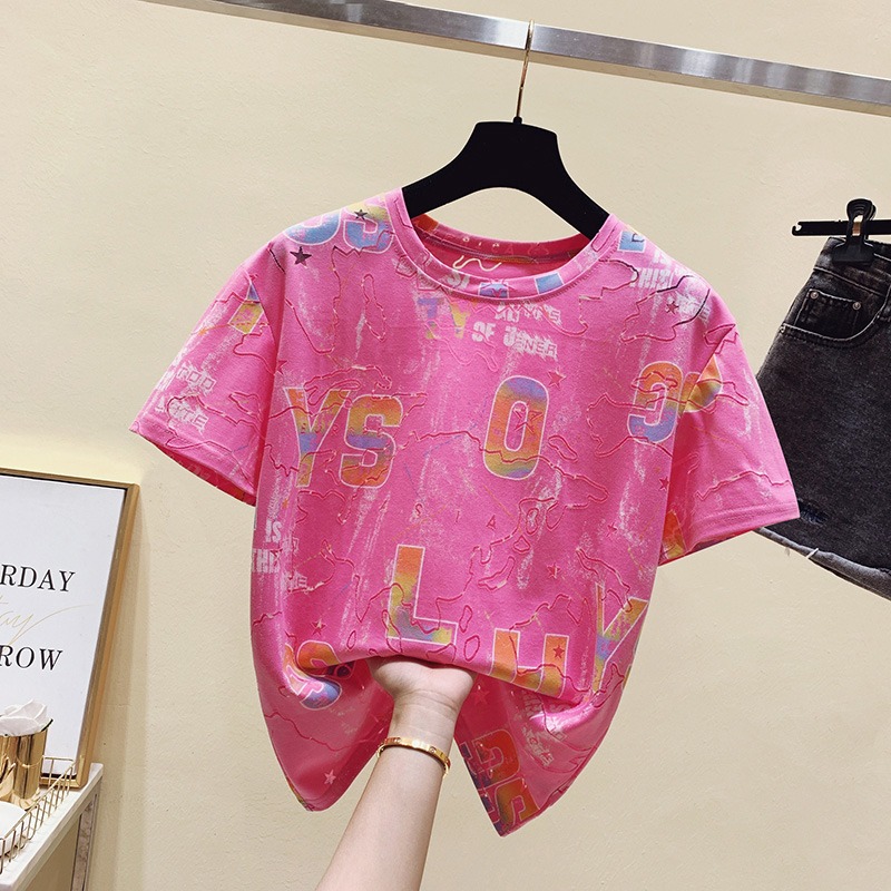 品牌折扣店商場專櫃撤櫃女裝尾貨清倉夏季網紅寬松bf短袖t恤女潮-細節圖3