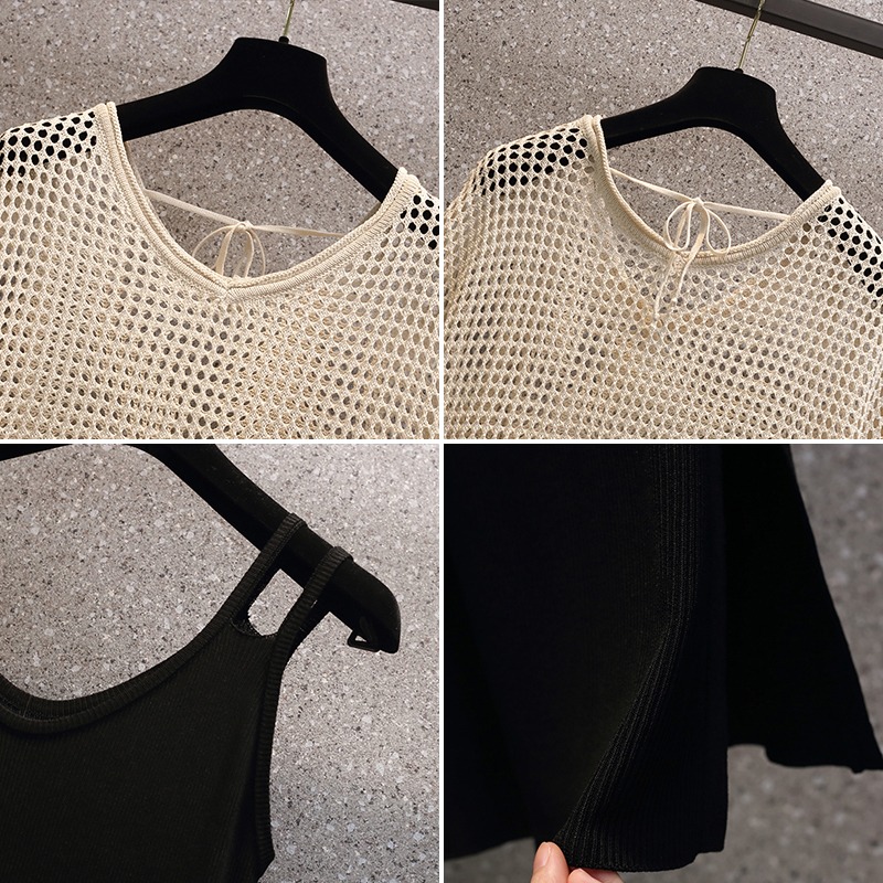 品牌折扣店商場專櫃撤櫃女裝尾貨清倉夏裝遮肉顯瘦吊帶連衣裙套裝-細節圖4