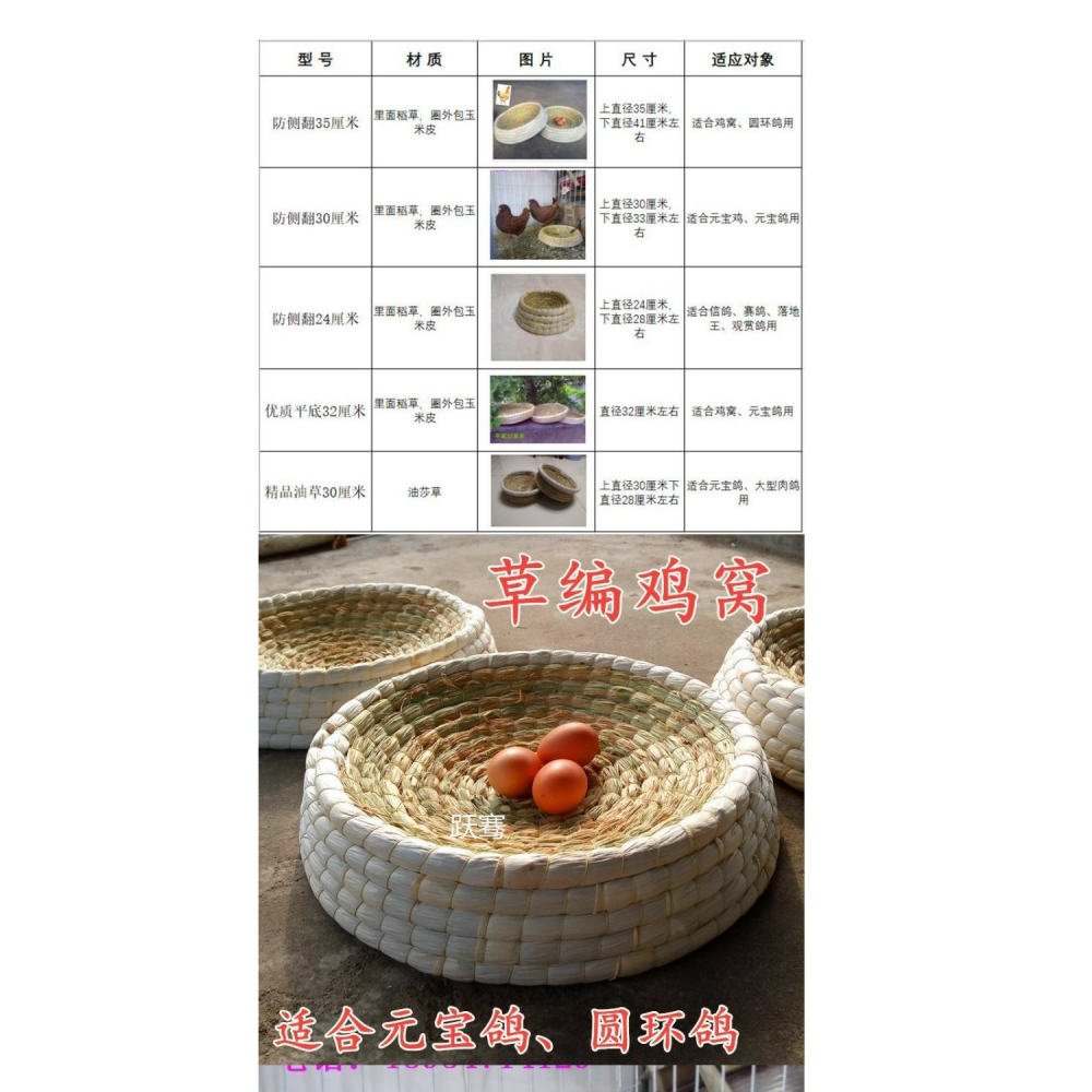 雞窩元寶鴿子窩草編鴿窩草窩  元寶雞 低價鴿子巢盆鴿用草窩-細節圖5