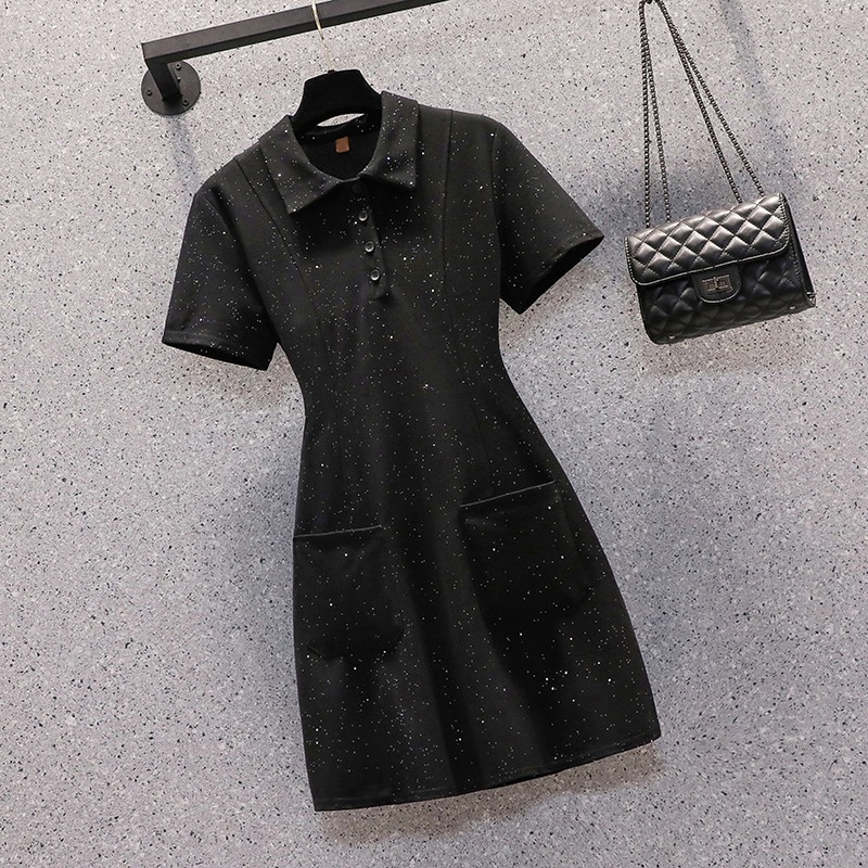 品牌折扣店商場專櫃撤櫃女裝尾貨清倉夏裝桔梗POLO領短袖連衣裙女-細節圖2