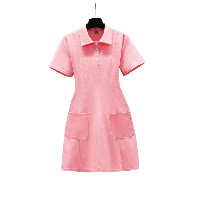 品牌折扣店商場專櫃撤櫃女裝尾貨清倉夏裝桔梗POLO領短袖連衣裙女-細節圖5