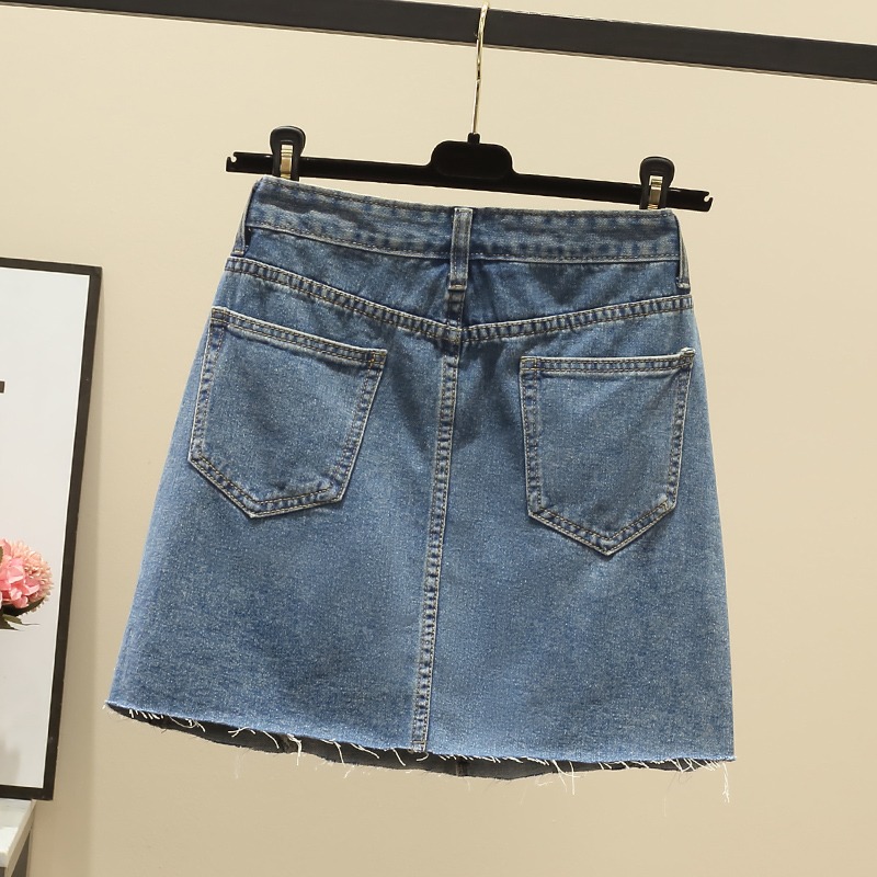 品牌折扣店商場專櫃撤櫃女裝尾貨清倉夏裝高腰蝴蝶結牛仔半身裙女-細節圖2