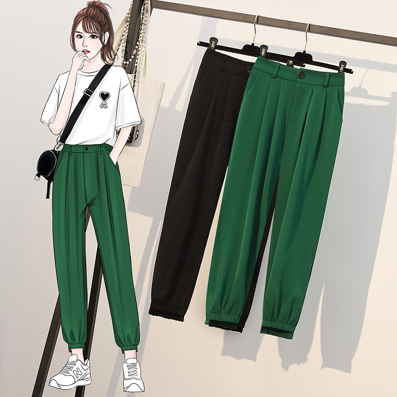 品牌折扣店商場專櫃撤櫃女裝尾貨清倉夏季高腰百搭束腳休閑褲子潮-細節圖4