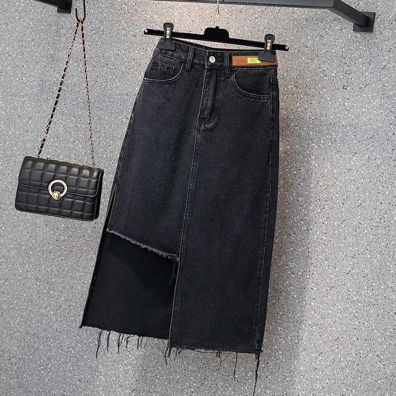 品牌折扣店商場專櫃撤櫃女裝尾貨清倉夏裝高腰中長款牛仔半身裙女-細節圖4