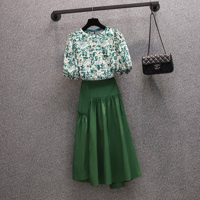 品牌折扣店商場專櫃撤櫃女裝尾貨清倉夏裝輕熟復古碎花兩件套裝女-細節圖2
