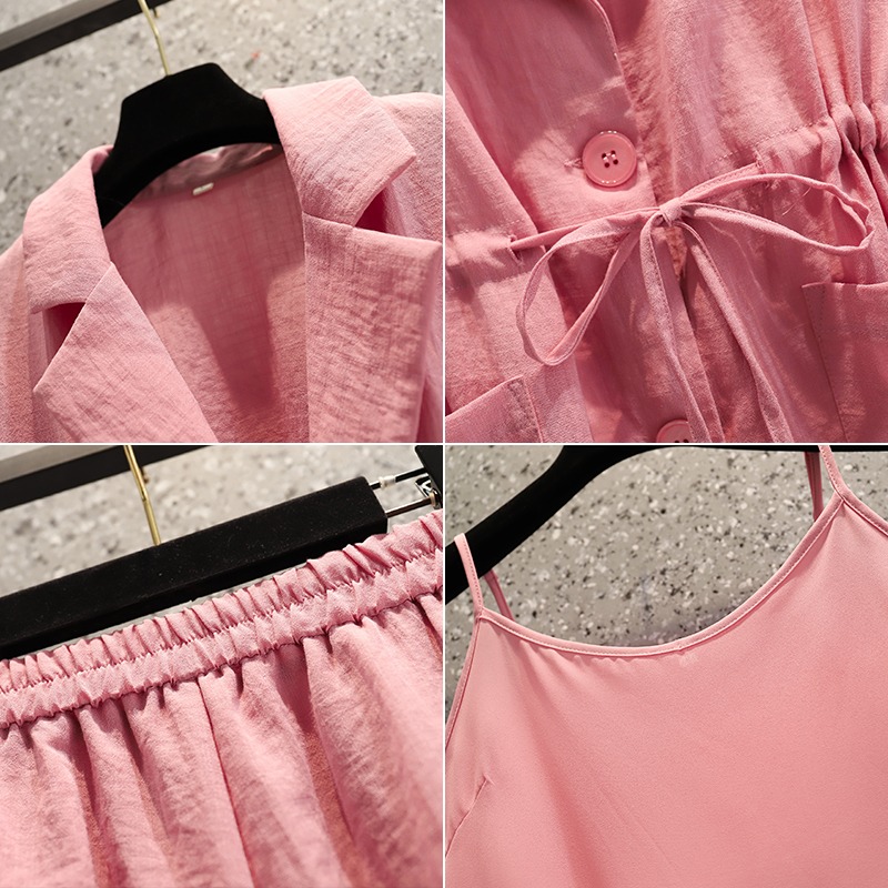 品牌折扣店商場專櫃撤櫃女裝尾貨清倉夏裝韓版抽繩西裝三件套套裝-細節圖4