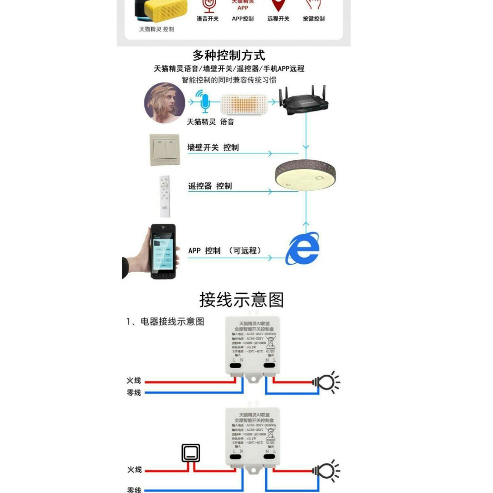 天貓精靈ai聯盟專用語音智能控制開關燈頭燈座e27螺口通用-細節圖8