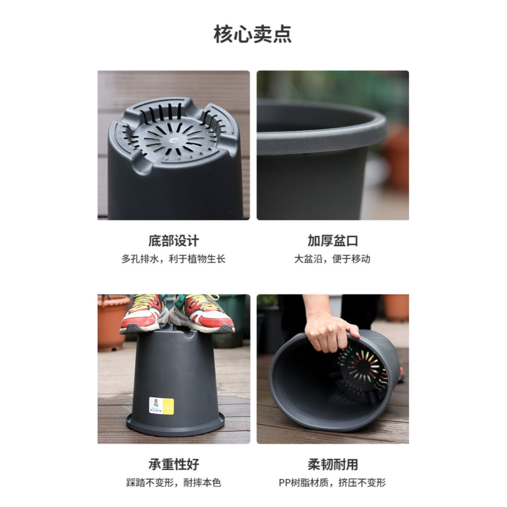 青山控根透氣樹脂花盆月季鐵線蓮種植方盆綠蘿加厚圓口塑料加侖盆-細節圖8