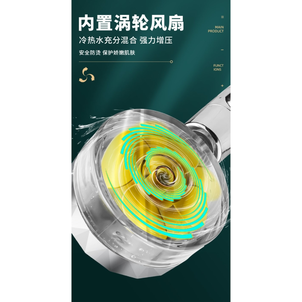 螺旋槳小蠻腰增壓花灑噴頭網紅廣州塔渦輪加壓手持過濾淋浴蓮蓬頭-細節圖7