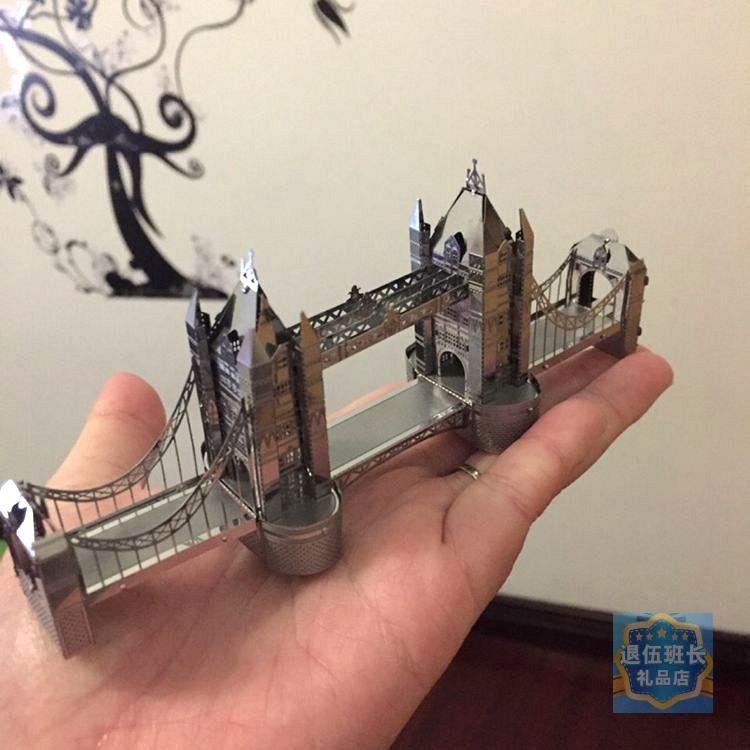 芝3D金屬拼圖仿真名橋拼裝橋梁模型合金手工 金門大橋倫敦塔橋-細節圖6