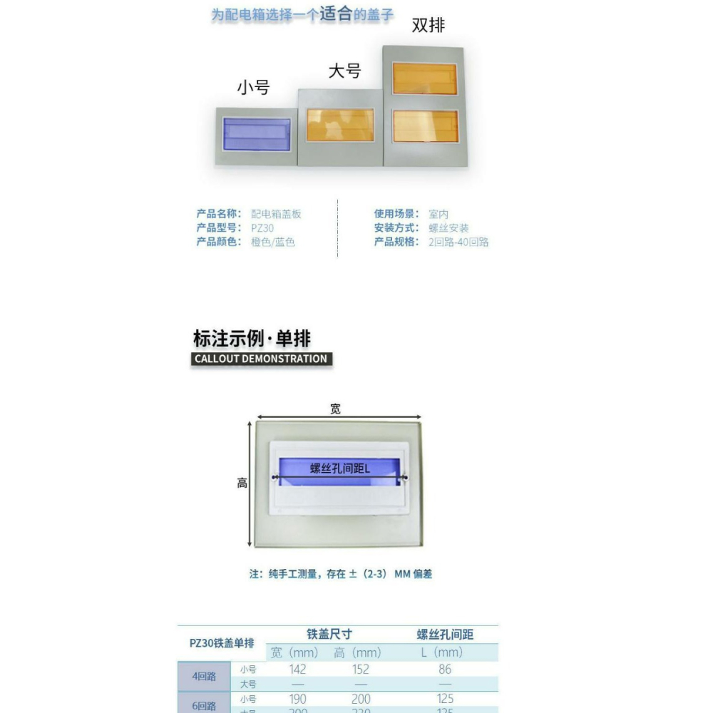 pz30配電箱蓋板鐵蓋子81012151820243036迴路雙三排面板-細節圖8