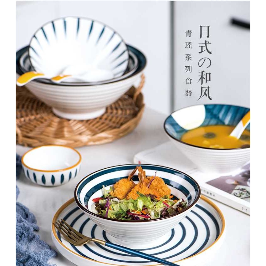 陶瓷大面碗斗笠喇叭碗家用創意北歐大碗大號湯碗喫麪碗日式拉麪碗-細節圖4