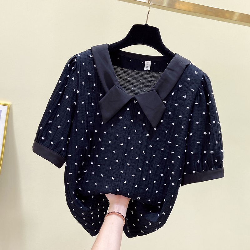 品牌折扣店商場專櫃撤櫃女裝尾貨清倉夏季氣質寬松短袖雪紡衫女潮-細節圖3