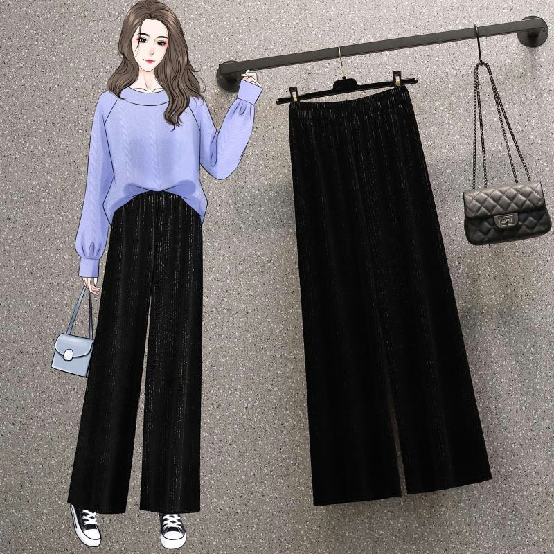 品牌折扣店商場專櫃撤櫃女裝尾貨清倉秋季高腰垂感休閑闊腿褲女潮-細節圖3