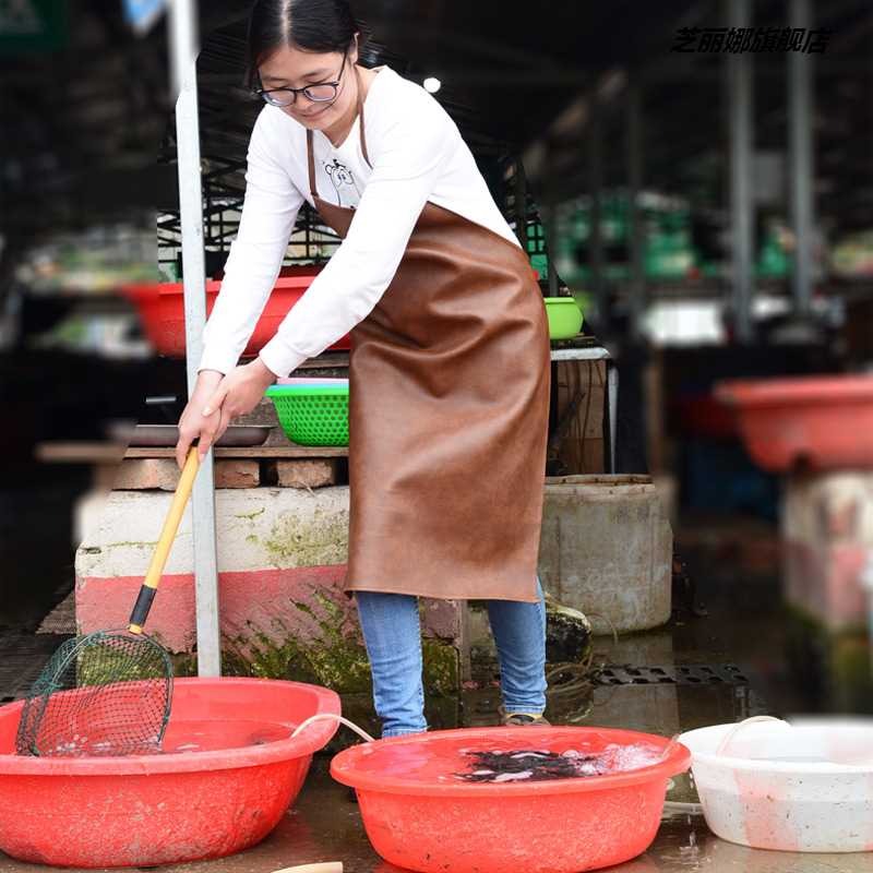 勞保圍裙電焊牛皮加厚耐磨焊工男皮革防水防油防火阻燃防護工作服-細節圖3
