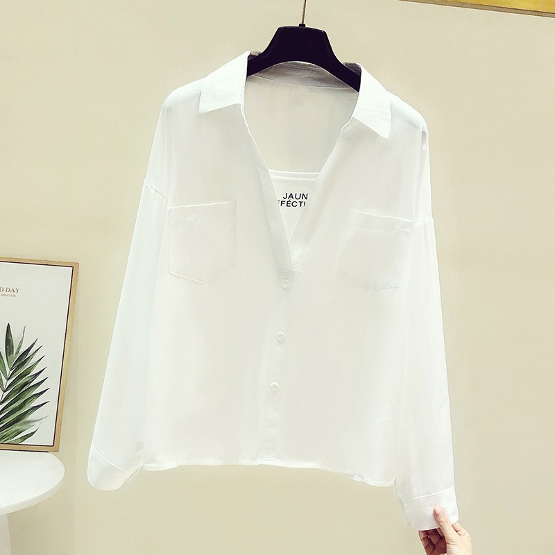 品牌折扣女裝專櫃撤櫃尾貨清倉特價春秋韓版假兩件長袖襯衫上衣女-細節圖2