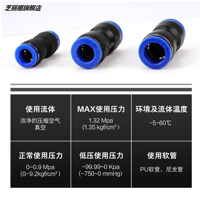 氣動快速接頭10mm氣管三通12快插塑料3通氣泵快接8變6mm軟管pu管-細節圖3