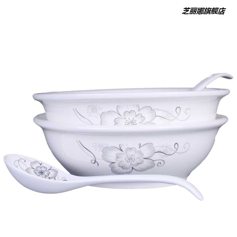 2湯碗送2大勺 家用陶瓷大碗大面碗9英寸湯古菜碗湯盆可微波爐餐具-細節圖3