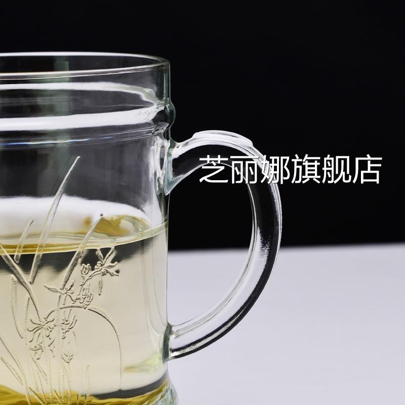 新款限量耐高溫帶蓋杯子單個精緻帶把玻璃茶杯有手柄帶-細節圖2