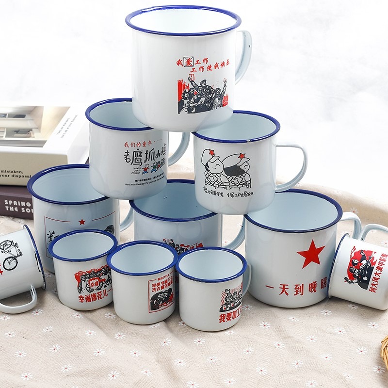 領導搪瓷缸小茶缸酒杯 白酒茶杯復古 中國風陶瓷專用杯子辦公室經-細節圖3