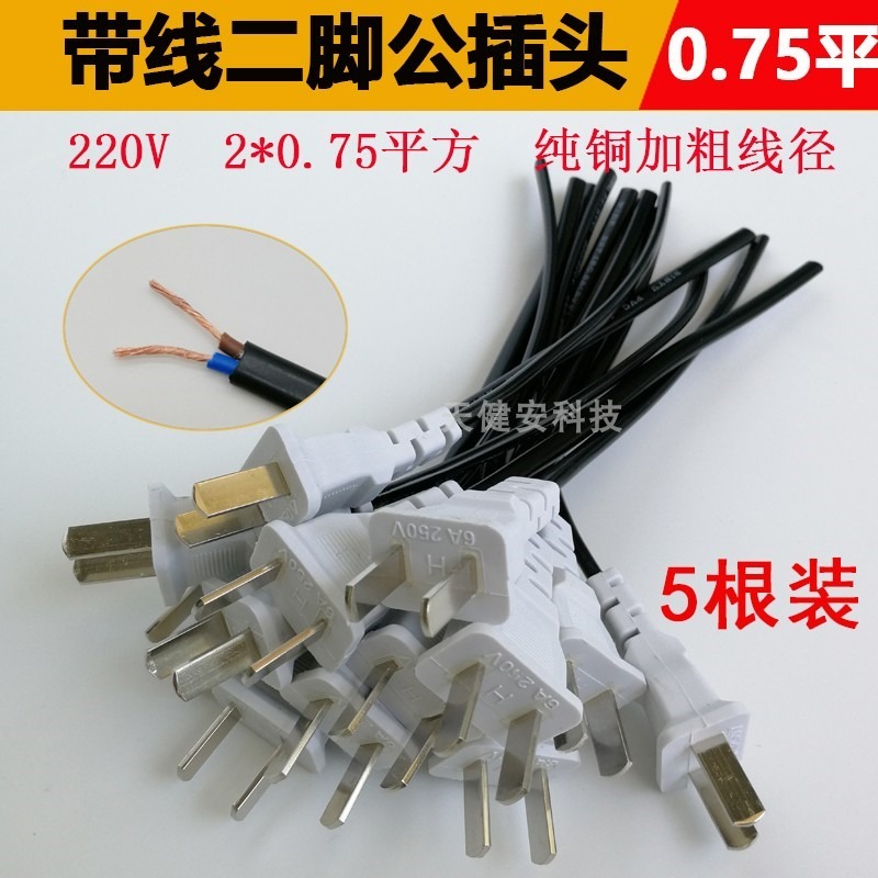 220v監控電源二腳母插頭國標帶線二孔母插座延長線對接頭加粗-細節圖4