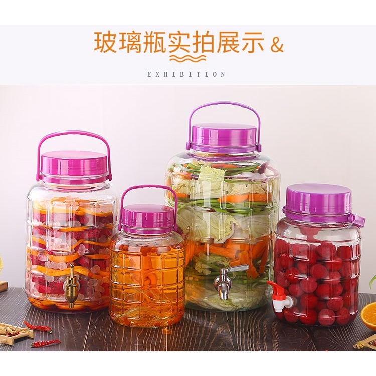 泡酒玻璃瓶帶龍頭酒壇泡菜壇子家用酵素桶釀酒容器10斤20斤密封罐-細節圖7