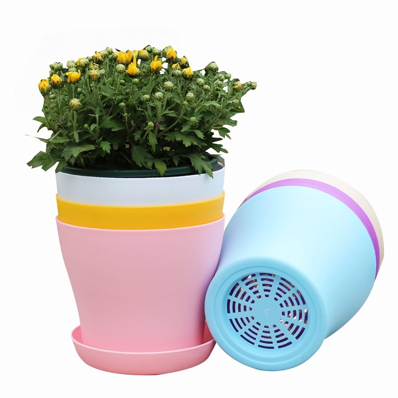 歐式彩色圓形樹脂花盆種花種菜敞口塑料綠蘿花盆多肉花盆大好花盆-細節圖5