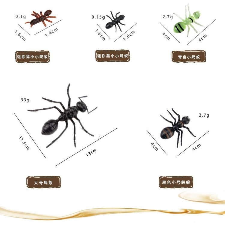 博仿真大小螞蟻昆蟲模型塑膠仿真動物兒童玩具多足大頭螞蟻影視道-細節圖6