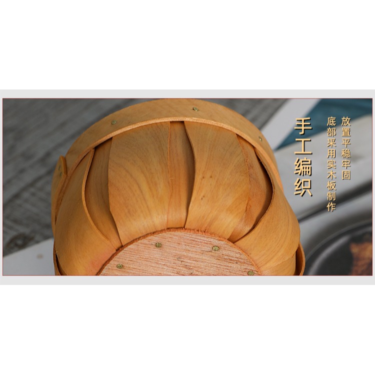 木製編織筐桌面收納籃圓形 玄關收納整理筐 文藝乾果零食筐民族風-細節圖10