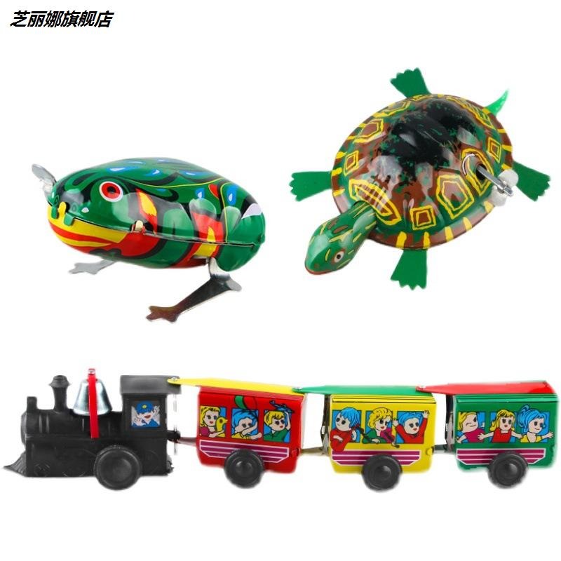 鐵皮青蛙發條玩具80後懷舊經典上鏈玩具動物小雞跳跳蛙可愛嬰兒童-細節圖4