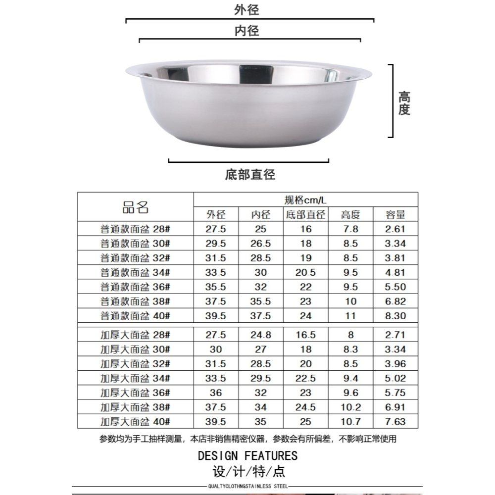 洗臉盆不銹鋼盆家用大盆洗菜盆和麪盆鋼盆湯盆飯盆鬥盆鐵盆洗腳盆-細節圖7