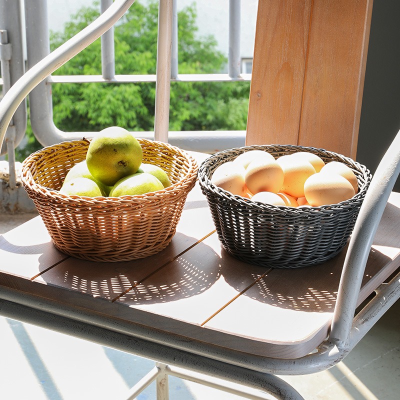 仿藤糖果零食水果籃桌面 塑料編織爆米花筐KTV小喫籃瓜子油炸籃子-細節圖4