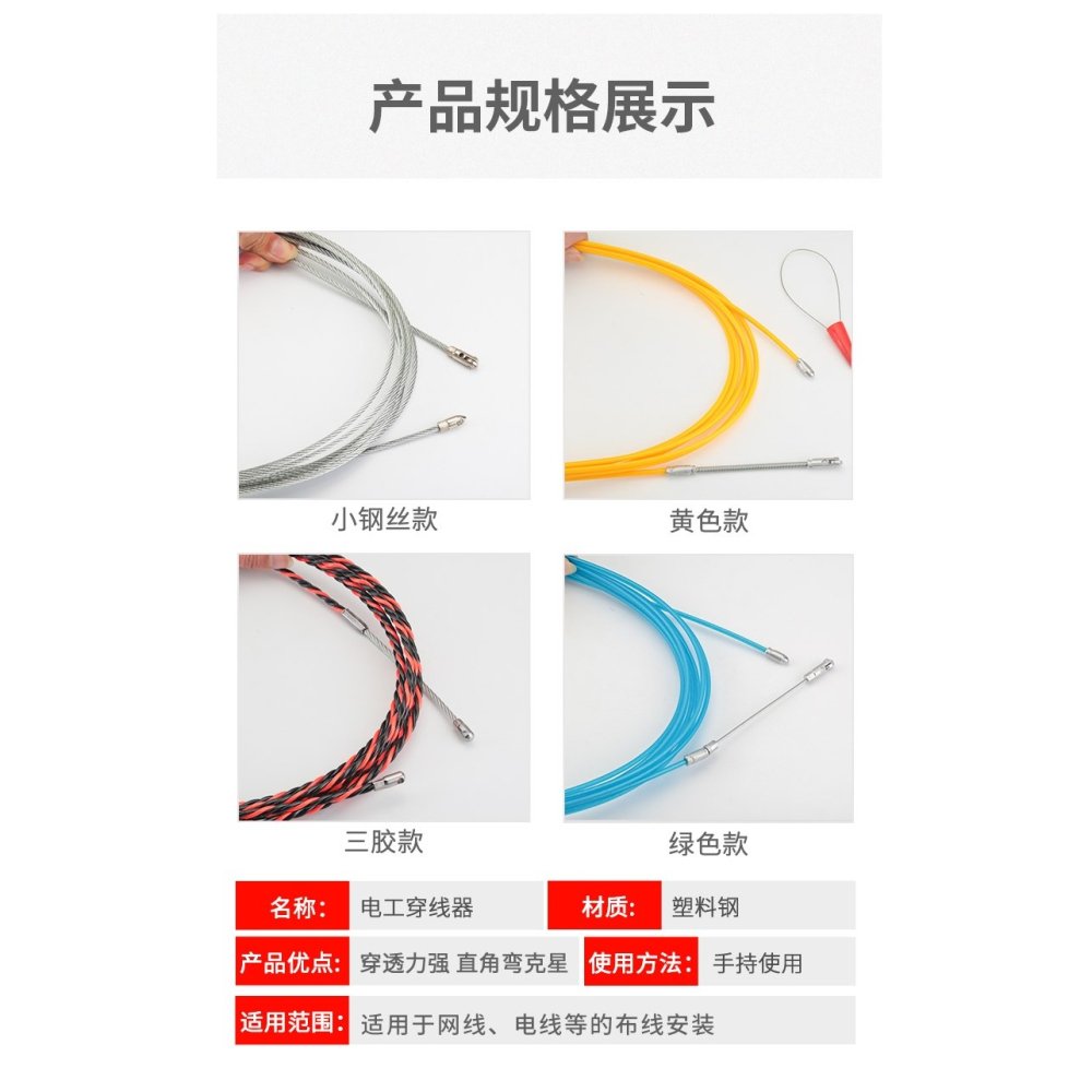 穿線器電工拉線帶滾輪頭手動暗線管道電線放線串線引線器-細節圖10