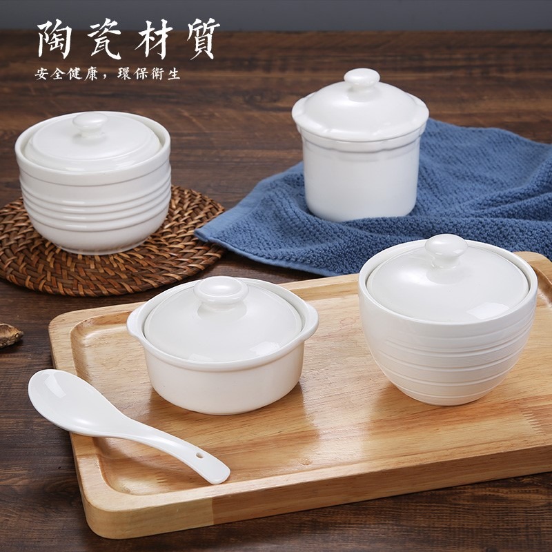 小瓦罐燉湯盅迷你瓦罐平蓋民間白瓷餐館小號砂鍋燉罐老式燉鍋陶瓷-細節圖3