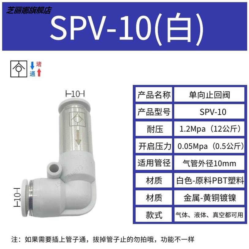 氣動spu-04/6/8/10/12mm快速快插氣管氣體直通單向閥逆止回閥-細節圖9
