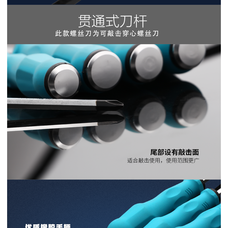 鉻釩鋼可敲擊穿心螺絲刀通心起子帶磁性十字一字平口可砸螺絲批-細節圖8